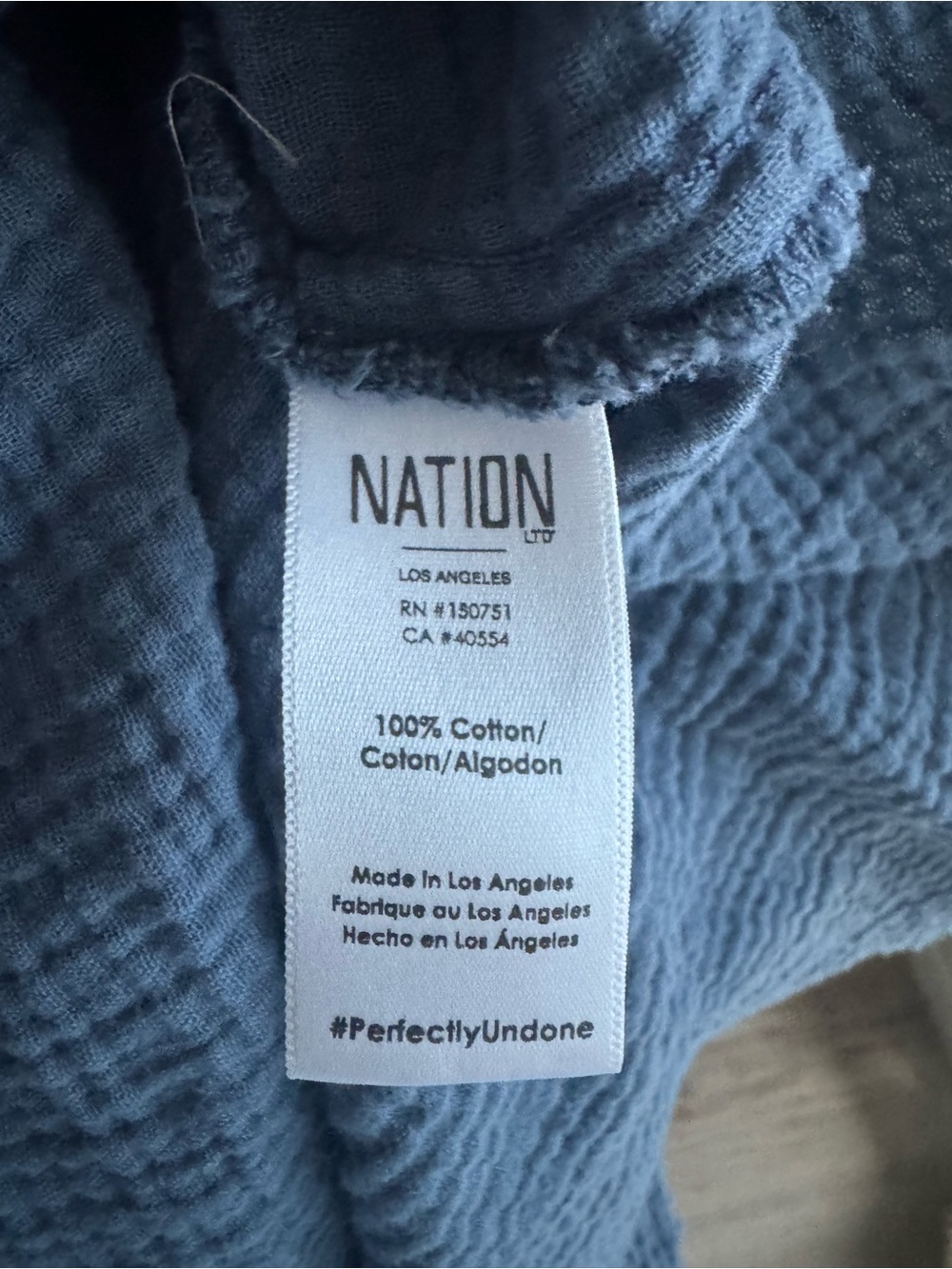 Nation LTD Blue Cotton Gauze Maxi Dress XS Made in USA - Picture 3 of 4